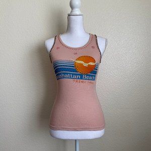 THE GREAT CHINA WALL Tank Top manhattan Jersey pink rose stretch Crystals Studs